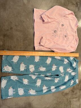 Carter's Pink Top with Blue Sheep-Print Pajama Set
